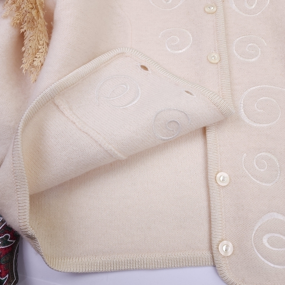 Pendleton Cream Wool Sweater Blazer Sz L - Picture 4 of 8